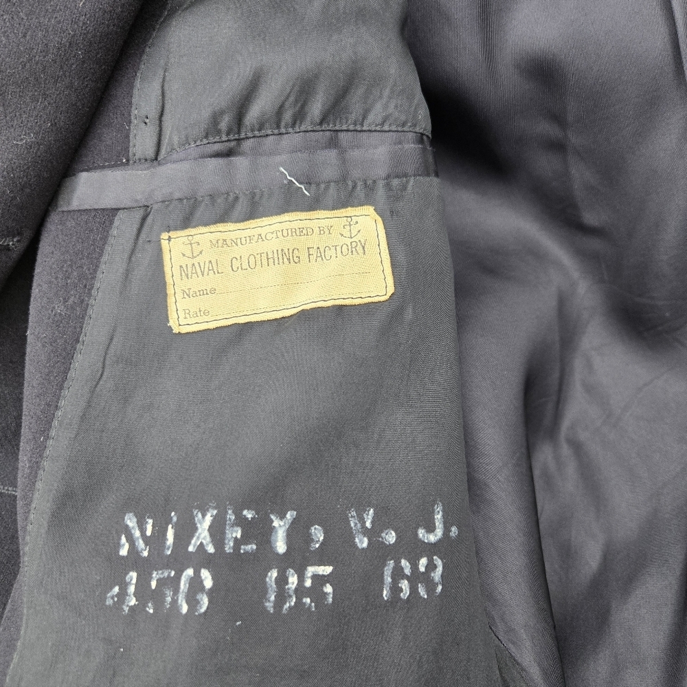 Vintage 40s WW2 US Naval Clothing Factory 10 Button Navy Wool PeaCoat Military - Picture 4 of 16